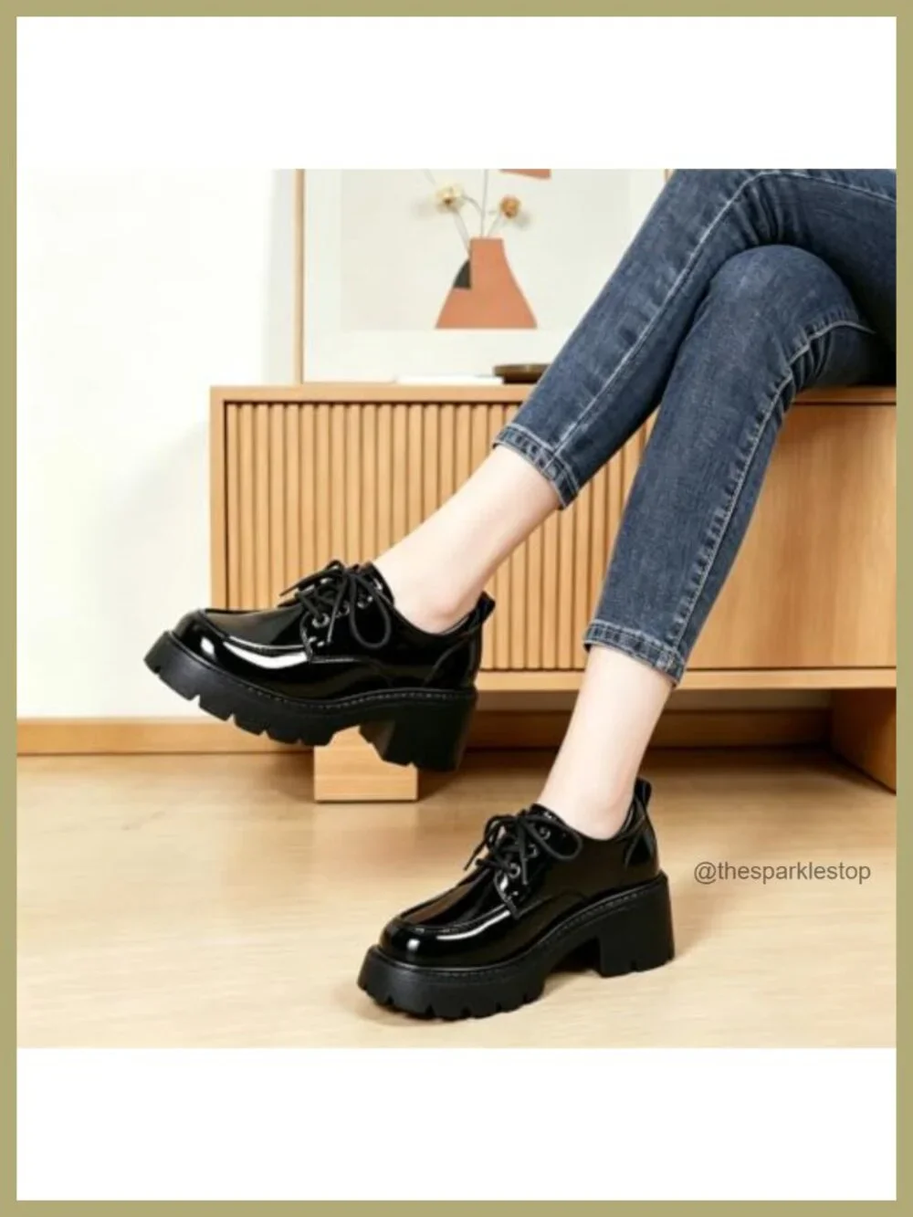 Women's Chunky Platform Oxford Shoes Round Toe Lace Up Memory Foam